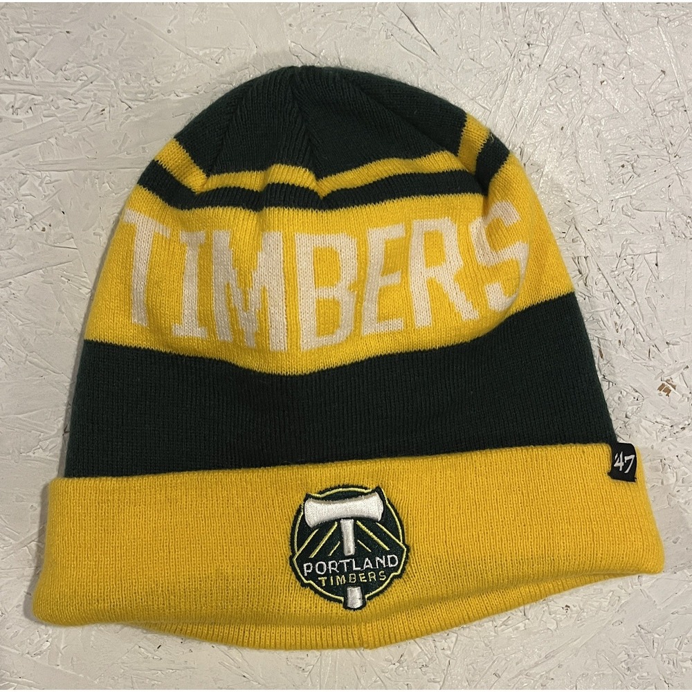 47 Brand Portland Timbers Soccer Beanie Hat Cap OSFA Green Yellow‎ MLS